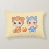 ベビーツインズベアキャットジャンプスオンイエロー アクセントクッション (正面)