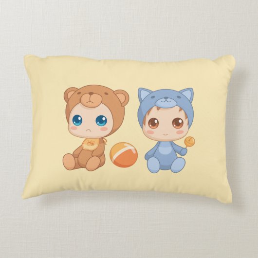 ベビーツインズベアキャットジャンプスオンイエロー アクセントクッション (裏面)