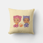 ベビーツインズベアーキャットジャンプスーツ2オンイエローオンボード クッション (正面)