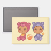 ベビーツインズベアーキャットジャンプスーツ2黄 マグネット (正面/裏面)