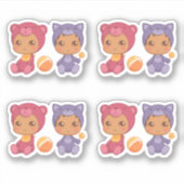 ベビーツインズベアーキャットジャンプスーツ4ステッカー シール (正面)