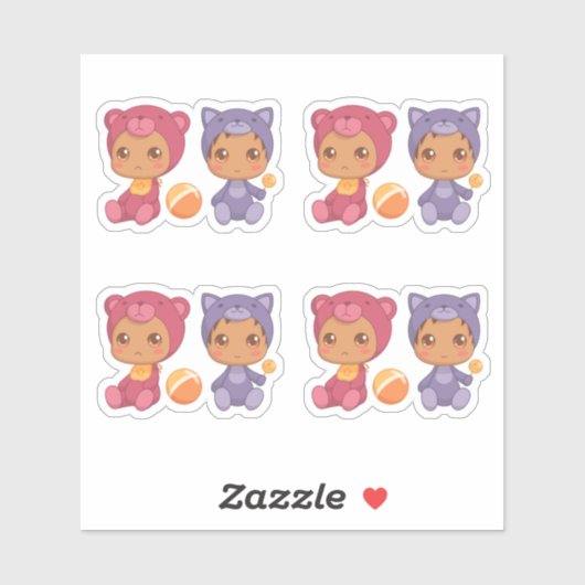 ベビーツインズベアーキャットジャンプスーツ4ステッカー シール (シート)