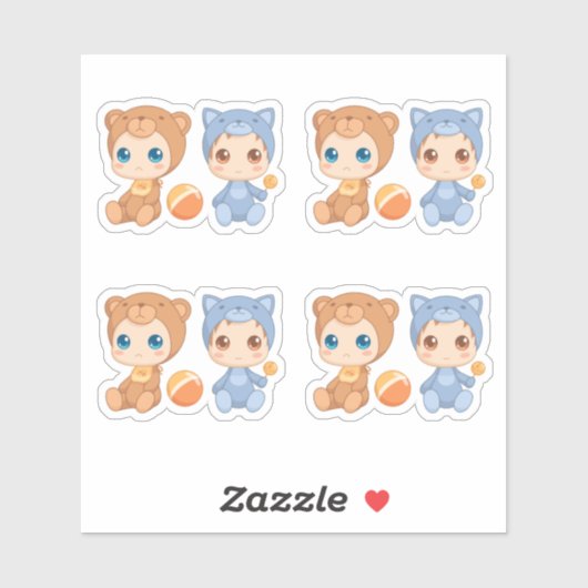 ベビーツインズベアーキャットジャンプスーツ4セット シール (シート)