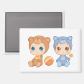 ベビーツインズベアーキャットジャンプスーツ マグネット (正面/裏面)