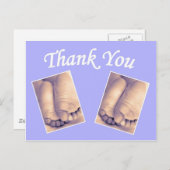 ベビーツインズリトル感謝してい足ユー青 ポストカード (正面/裏面)