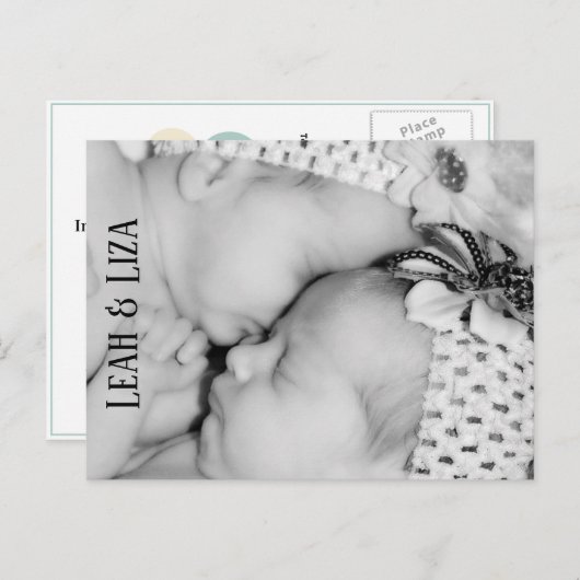 ベビーツインズ写真生誕発表葉書 ポストカード (正面/裏面)