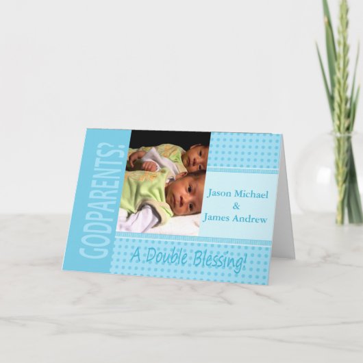 ベビーツインボーイズは私たちのゴッドパンド招待状 招待状 (正面)