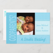 ベビーツインボーイズは私たちのゴッドパンド招待状 招待状 (正面/裏面)