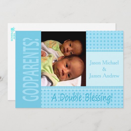 ベビーツインボーイズは私たちのゴッドパンド招待状 招待状 (正面/裏面)