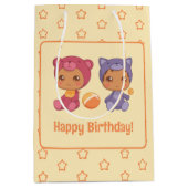 ベビーツイン誕生日キャットベアーイエローダーク ミディアムペーパーバッグ (正面)