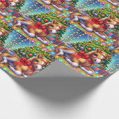 ベビーツリーで敷設するクリスマス馬 ラッピングペーパー (角)