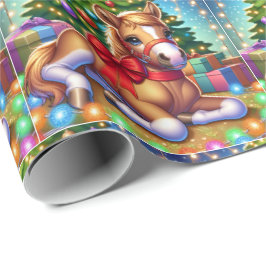 ベビーツリーで敷設するクリスマス馬 ラッピングペーパー