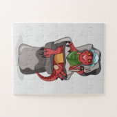 ベビーティラノサウルスのレックスが高い椅子に座っている。 ジグソーパズル (横)