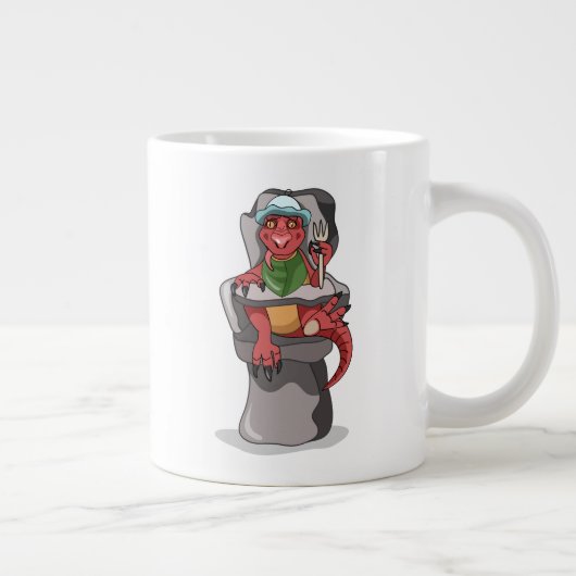 ベビーティラノサウルスのレックスが高い椅子に座っている。 ジャンボコーヒーマグカップ (右)