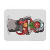 ベビーティラノサウルスのレックスが高い椅子に座っている。 マグネット (横)