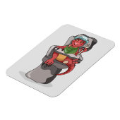 ベビーティラノサウルスのレックスが高い椅子に座っている。 マグネット (左側)