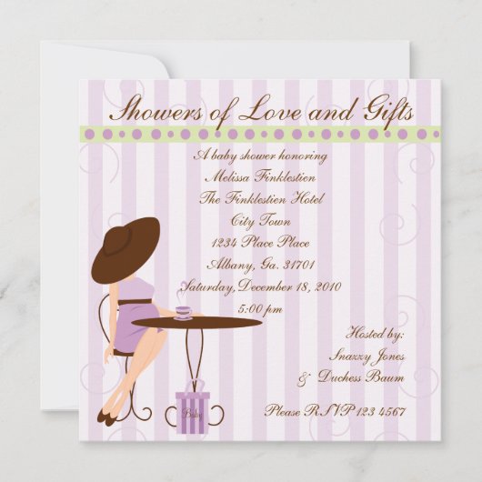 ベビーティーインパープル 招待状 (正面)