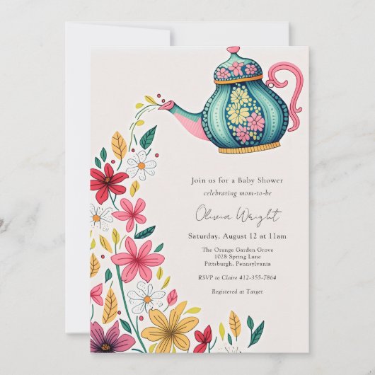 ベビーティーパーティーシャワー 招待状 (正面)