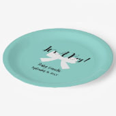 ベビーティール(緑がかった色)ブルーシャワーIts A Boyパーティー ペーパープレート (アングル)