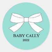 ベビーティール(緑がかった色)ブルーティアラパーティークラシックラウンドステッカー ラウンドシール (正面)