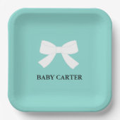 ベビーティール（緑がかった色）ブルーリビールシャワー散水パーティー ペーパープレート (正面)