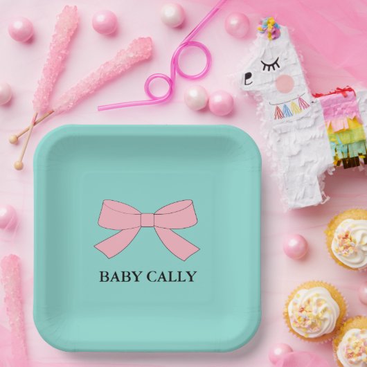 ベビーティール（緑がかった色）ブルーリビールシャワー散水パーティー ペーパープレート (パーティー)