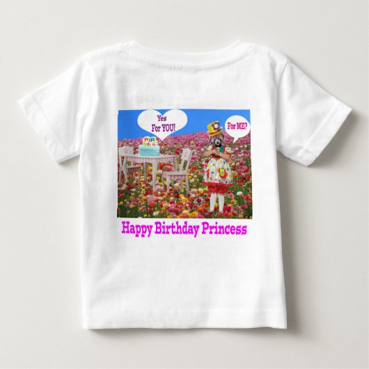 ベビーティー。ハッピーバースデープリンセス赤いパンダ/lit ベビーTシャツ (裏面)