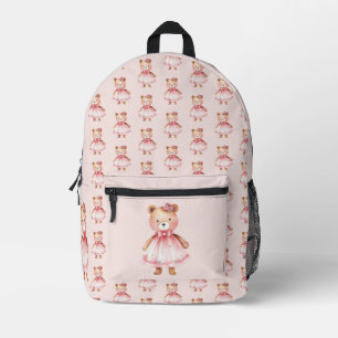 ベビーテディベアのピンクのドレス プリントバックパック