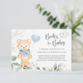 ベビーテディベアの緑の葉用の本 招待状 (スタンド正面)