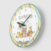 ベビーテディベアキパーソナライズされたリンゴムダッキー(アヒルちゃん) ラージ壁時計 (傾斜)