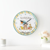 ベビーテディベアキパーソナライズされたリンゴムダッキー(アヒルちゃん) ラージ壁時計 (ホーム)