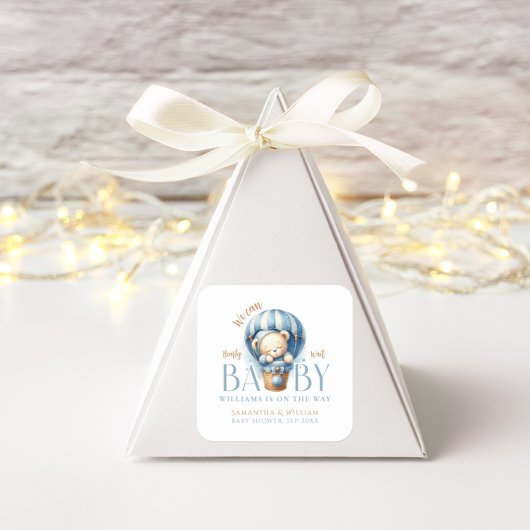 ベビーテディベアブルーバルーンボーイ スクエアシール