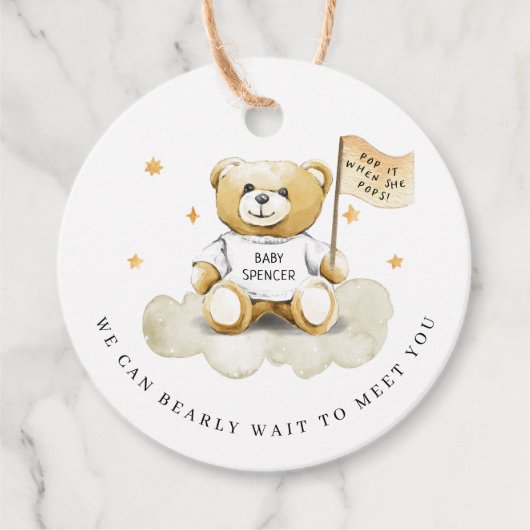 ベビーテディベアポップ・アートのイット彼女がポップメッセージカード フェイバータグ (正面)