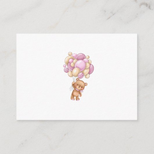ベビーテディベアーピンクバルーン囲い用の本 エンクロージャーカード (裏面)