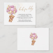 ベビーテディベアーピンクバルーン囲い用の本 エンクロージャーカード (正面/裏面)