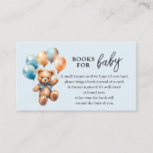 ベビーテディベア少年ベビーシャワー用の本 エンクロージャーカード (正面)
