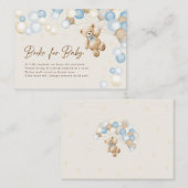 ベビーテディベア少年ベビーシャワー用の本 エンクロージャーカード (正面/裏面)