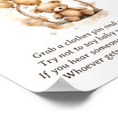 ベビーテディベア赤ちゃんシャワーゲームと言わない ポスター (角)