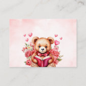 ベビーテディベア赤ちゃんシャワーフローラピンク エンクロージャーカード (裏面)