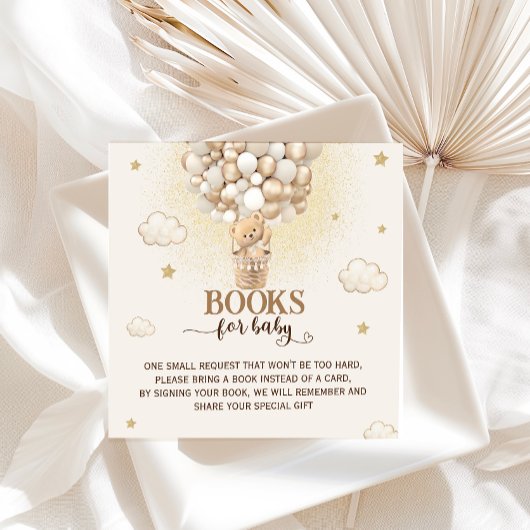 ベビーテディベア金ゴールド風船用ブック エンクロージャーカード