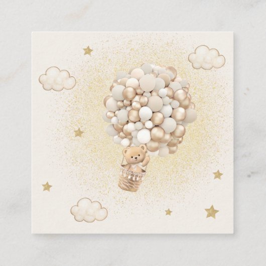 ベビーテディベア金ゴールド風船用ブック エンクロージャーカード (裏面)