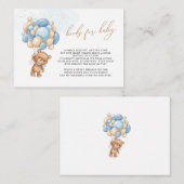 ベビーテディベア青い風船の囲い用の本 エンクロージャーカード (正面/裏面)