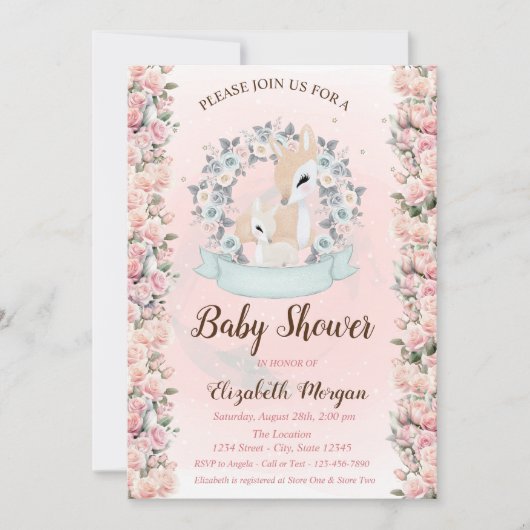 ベビーデアフラワーズバラベビーシャワー 招待状 (正面)