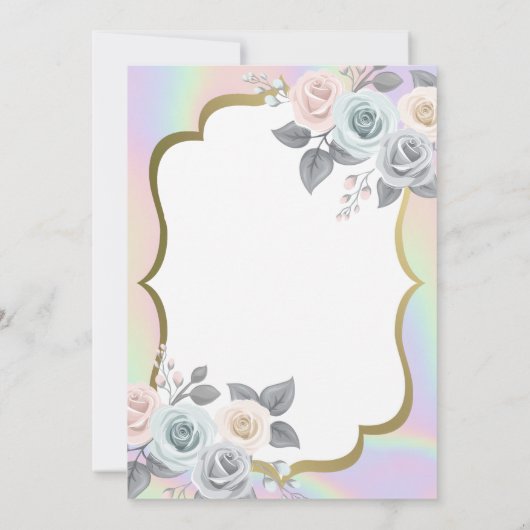 ベビーデアフレームバラホログラフィックベビーシャワー 招待状 (裏面)