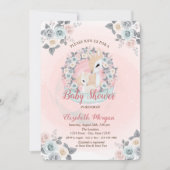 ベビーデアーズフローラ水色ベビーシャワー 招待状 (正面)