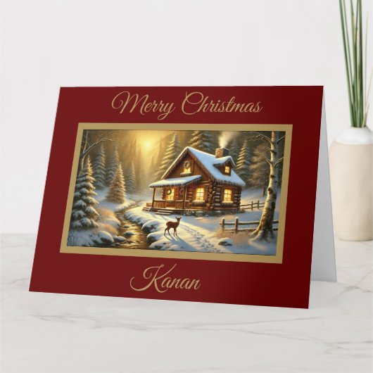 ベビーディアアットフォレストキャビンのクリスマスカード カード (正面)