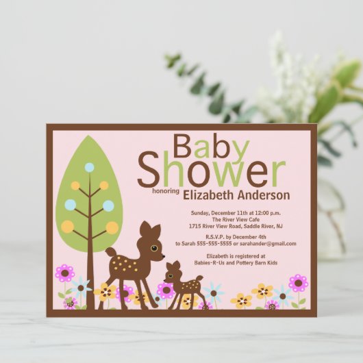 ベビーディアガールベビーシャワー招待状 招待状 (スタンド正面)