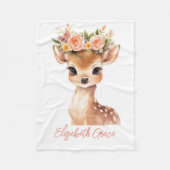 ベビーディアピンク花オンヘッドベビーガールギフト フリースブランケット (正面)