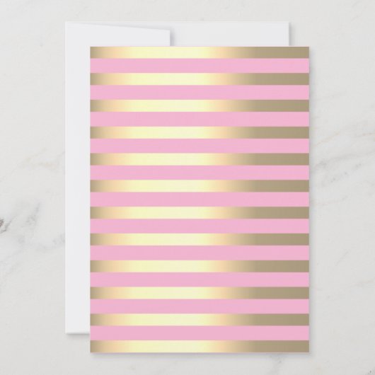 ベビーディアフラワー金ゴールドストライプベビーシャワー 招待状 (裏面)