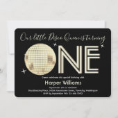 ベビーディスコをテーマにした第1誕生日 招待状 (正面)